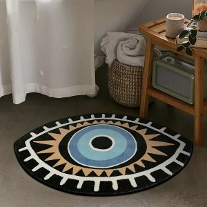 1pc Exquisite Short Pile Imitation Cashmere Creative Eyes Design Bedroom Bedside Carpet Rug Living Room Sofa Non-fading Washable Non-slip Comfortable Household Carpet