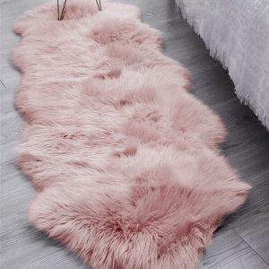 Solid Color Fuzzy Rug, Pink Plush Acrylic Floor Mat For Bedroom ,Room Decor Pink