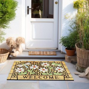 CHICHIC Door Mat Welcome Mat 24 x 36 Inch Front Door Mat Outdoors for Home Entrance Outdoors Mat for Outside Entry Way Doormat Entry Rugs, Heavy Duty Non Slip Rubber Back Low Profile, Dragonfly