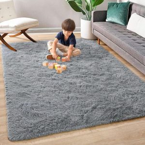 1pc,Super Soft Shaggy Rugs For Living Room Bedroom  Nursery Room/Home Decor,Fluffy Carpets  Indoor Modern Plush Area Rugs  Upgrade Anti-Skid Durable Rectangular Fuzzy Rug Grey