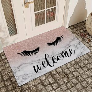 1PC Eyelash Pattern Welcome Kitchen Mat, Dirt Resistant Carpet, Entrance Mat, Bedroom Living Room Bathroom Floor Mat, Family Room Decoration Carpet Home Decor