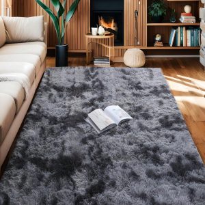 1 Pc Super Soft Fluffy Shaggy Rugs Large Plush Area Rugs Shag Area Rugs For Living Room,Tie Dye Super Soft Thick Rugs For Bedroom,Modern Plush Shaggy Rugs For Girls Dorm Room,Home Decor Fluffy Plush Rugs,2x4ft,3x5ft,4x6ft,5x6ft,6x8ft Large Sized Living Room Bedroom Rugs Black tie-dye