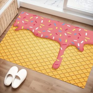 1PC Ice Cream Printed Kitchen Mat, Anti-dirt Carpet, Entrance Mat, Bedroom, Living Room, Garden, Bathroom Floor Mat, Family Room Decoration Carpet, Terrace Mat