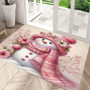 1PC Christmas Snowman Printed Door Mat Kitchen Mat, Dust Carpet, Entrance Mat, Bedroom, Living Room, Garden, Bathroom Floor Mat, Family Room Decoration Carpet, Terrace Mat