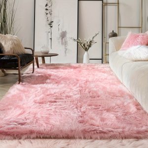 Ashler faux fur rug, Fluffy Shaggy Area Rug Ultra Soft Rectangle Fur Rug, Fuzzy Machine Washable Shag Rug, Nursery Decor Throw Rugs, 4 x 6 Feet