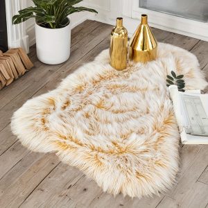 Ashler Faux Fur Rug, Fluffy Shaggy Area Rug Ultra Soft Sheepskin Fur Rug, Fuzzy Machine Washable Shag Rug, Nursery Decor Throw Rugs, 2 x 3 Feet